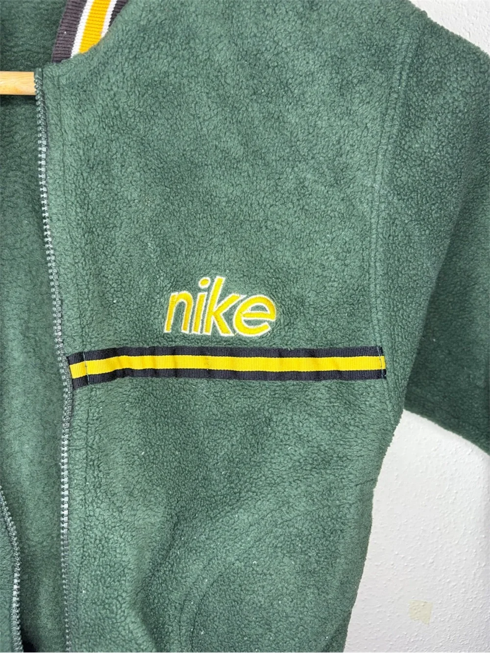 Nike Vintage Kids Green & Yellow Zip Fleece Jacket